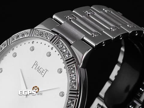 PIAGET 伯爵 Dancer 舞者系列 G0A31046 P10358 18K白金材質 鍊帶款&nbsp;原鑲鑽石錶圈、鑲鑽時標&nbsp;整支約重3.06兩 手動上鍊 38mm