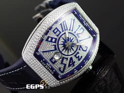 Franck Muller 法蘭穆勒 FM Vanguard <font color="#00bfff">Yachting 遊艇系列</font>  V45 SC DT <font color="#05f0f0">精鑲滿天星鑽錶</font> <font color="#FF0000"> 滿滿的美鑽耀眼奪目，絕對是目光的焦點</font>&nbsp;自動上鏈 44x54 mm