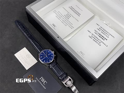 IWC 萬國錶 Portugieser Chronograph Edition 150 Years 葡萄牙 IW371601  藍色烤漆面盤  150週年特別版 限量2000只 2019年保卡&nbsp;計時碼表 自動上鍊 41mm