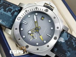PANERAI 沛納海 Submersible GMT Navy SEALs PAM01323 <font color=#ADADAD>漸</font><font color=#9c9893>層</font><font color=#4F4F4F>灰</font>面盤 PAM1323 <font color=#ffa500>兩地時間</font> 小秒針 三日鍊 不鏽鋼 <font color=#FF0000>2022年保卡</font> 潛水錶 自動上鏈 44mm