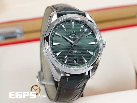 OMEGA 歐米茄 Seamaster 海馬 Aqua Terra 150 系列 22013412110001 綠色甲板紋面盤 大三針 不鏽鋼 同軸擒縱&nbsp;2022年台灣公司貨&nbsp;自動上鍊 41mm