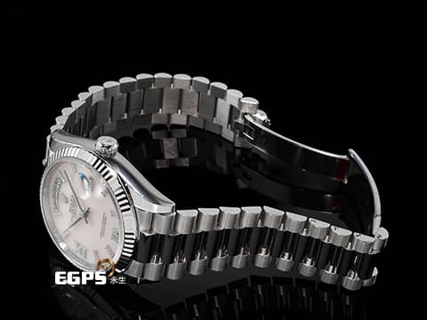 ROLEX 勞力士 Oyster Perpetual Day-Date 36 DD36 128239 18K白金材質 2020年新式保卡 元首型（President） 原廠膠膜全膜  粉紅色蛋白石 原廠鑲嵌56顆鑽石時標 自動上鏈 36mm