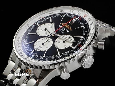 BREITLING 百年靈 Navitimer B01 Chronograph 46 航空計時 AB01372 AB0137211B1A1 不鏽鋼材質 計時碼表 黑色熊貓面盤 2025年保單 經典環形飛行滑尺 百年靈自製01機芯 自動上鍊 46mm