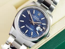 ROLEX 勞力士 Datejust 36 蠔式日誌型 126200 <font color="#4169e1">藍色蜂巢坑紋面盤 </font> DJ36 不鏽鋼<font color="#FF0000">&nbsp;2021年新式綠卡 蠔式（Oyster）三節錶帶</font> 自動上鍊 36mm