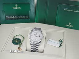 ROLEX 勞力士 DayDate 40 蠔式 星期日曆型 228349RBR <font color="#77ebf3">Met Meteorite 隕石面盤 梯鑽時標&nbsp;原廠鑽圈</font> 228349RBR 經典 DD40 18K白金材質&nbsp;<font color="#FF0000">2026年保單 元首型（President）錶帶 總統帶&nbsp;</font>自動上鍊<font color="#FF0000">&nbsp;</font>40mm