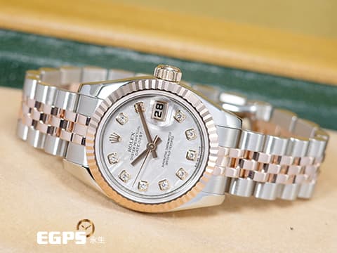 ROLEX 勞力士 Datejust Oyster 蠔式 179171 玫瑰金 半金 已回勞力士服務中心完整保養 原廠保固中&nbsp;絕版稀有隕石面盤 包檯鑽石時標 &nbsp;五珠鏈節錶帶 自動上鍊&nbsp; 26mm