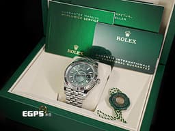 ROLEX 勞力士 Sky-Dweller 蠔式 天行者 336934 <font color="#00fa9a">最新9002機芯 薄荷綠色面盤</font> 沙羅系統 年曆錶 兩地時區 經典三角坑紋錶圈 <font color="#FF0000">2025年保單 紀念型（Jubilee）五銖錶帶</font> 自動上鍊 42mm