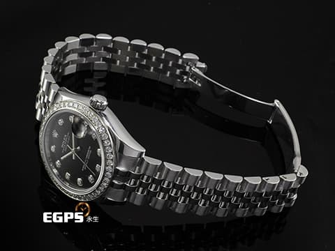 ROLEX 勞力士 Datejust 31 蠔式日誌型 178384&nbsp;不鏽鋼材質 原廠鑲嵌鑽石錶圈、時標 黑色面盤 2016年保卡 紀念型（Jubilee）五銖錶帶 自動上鍊 31mm