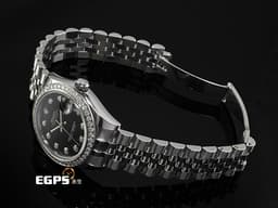 ROLEX 勞力士 Datejust 31 蠔式日誌型 178384&nbsp;不鏽鋼材質 <font color="#0582f5">原廠鑲嵌鑽石錶圈、時標</font> <font color="#ff0000">黑色面盤 2016年保卡 紀念型（Jubilee）五銖錶帶</font> 自動上鍊 31mm