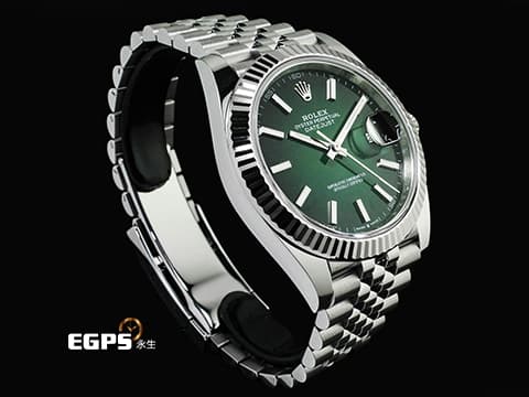 ROLEX 勞力士 Datejust 41 蠔式日誌型 126334 不鏽鋼材質 DJ41 最新款 煙燻綠漸層面盤 經典三角坑紋錶圈 2026年木紋保卡 紀念型（Jubilee）五銖錶帶 自動上鍊 41mm