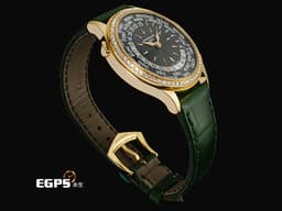 Patek philippe 百達翡麗 PP錶 Complications 複雜功能時計 World Time 世界時區 7130R-014 18K玫瑰金材質&nbsp;&nbsp;<font color="#70cce1">原廠鑲嵌89顆鑽石（1.09 克拉）錶圈、錶扣&nbsp;</font><font color="#9cd3a7">綠色手工雕紋面盤</font> <font color="#FF0000">2023年保單 新錶訂價：2,162,000元</font> 自動上鍊 36mm