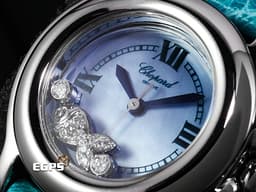CHOPARD 蕭邦 Happy Sport 快樂鑽  Happy Fish 快樂魚 27/8245-23 不鏽鋼材質 <font color="#05f0f0">珍珠貝母面盤 2顆圓形及魚造型跑鑽</font> 石英機芯 26mm