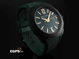 BVLGARI 寶格麗 Octo Roma 103925 黑色DLC不鏽鋼材質&nbsp;<font color="#47b370">綠色巴黎釘紋錶盤 快拆功能錶帶</font><font color="#FF0000">&nbsp;2025年保卡</font>&nbsp;自動上鍊 41mm