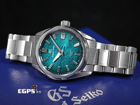 GRAND SEIKO 特級精工 GS 精工 Evolution 9系列 SLGA025G「阿寺溪藍」Spring Drive 五日鍊 動能顯示&nbsp;錶盤設計源自「阿寺川」為靈感，被譽為擁有翡翠般清澈碧綠的長野縣阿寺溪谷，錶盤上的紋理隨著入光角度的不同而發生變化，細緻地展現了河水的自然流動&nbsp;白鈦材質&nbsp;2024年台灣公司貨 自動上鍊 40mm