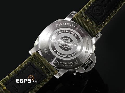 PANERAI 沛納海&nbsp;Submersible Marina Militare PAM01697 PAM1697 不鏽鋼材質 啞光綠色陶瓷單向旋轉錶圈 向義大利海軍航空隊致敬&nbsp;三日鍊 小秒針&nbsp;2026年保卡 自動上鍊  44mm