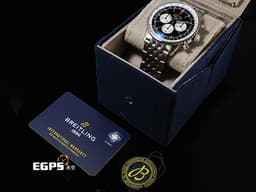 BREITLING 百年靈 Navitimer B01 Chronograph 46 航空計時 AB01372 AB0137211B1A1 不鏽鋼材質 計時碼表 <font color=#9fdbe9>黑色熊貓面盤</font> <font color=#FF0000>2025年保單 經典環形飛行滑尺 百年靈自製01機芯</font> 自動上鍊 46mm