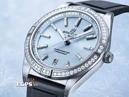 BREITLING 百年靈 CHRONOMAT G10380591C1S1&nbsp;<font color="#05f0f0">Ice Blue冰藍色太陽放射紋面盤 原廠鑲鑽金錶圈 2023年保卡</font><font color="#FF0000">&nbsp;</font>自動上鏈 36mm