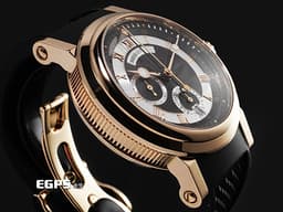 BREGUET 寶璣 Marine Big Date 航海系列 航海家 5827BR/Z2/5ZU <font color="#dbdbdb">銀白色雕紋面盤</font>&nbsp;<font color="#023cc5">大日期顯示窗、飛返計時功能</font><font color="#70cce1">&nbsp;</font><font color="#ff0000">整支重約4.87兩</font>&nbsp;自動上鍊 42mm