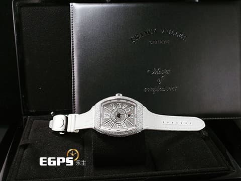 Franck Muller 法蘭穆勒 FM Vanguard YACHT V41 SC DT 不鏽鋼材質 精鑲滿天星鑽石白色面盤 精鑲鑽石錶圈 自動上鏈&nbsp;40.8X50mm