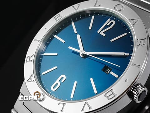 BVLGARI 寶格麗 BULGARI 103720 不鏽鋼材質 藍色太陽紋放射面盤&nbsp;2025年保卡 自動上鍊 40mm