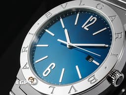 BVLGARI 寶格麗 BULGARI 103720 不鏽鋼材質 <font color="#05f0f0">藍色太陽紋放射面盤</font>&nbsp;<font color="#ff0000">2025年保卡</font> 自動上鍊 40mm
