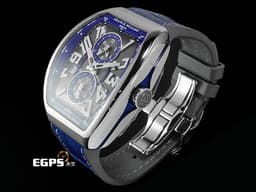 Franck Muller 法蘭穆勒 FM Master Banker V45 MB SC DT NOTZ <font color="#0582f5">銀色拉絲不鏽鋼面盤 GMT 三地時區</font>&nbsp;<font color="#ff0000">2025年保單 限量50支</font>&nbsp;自動上鏈 44x54 mm