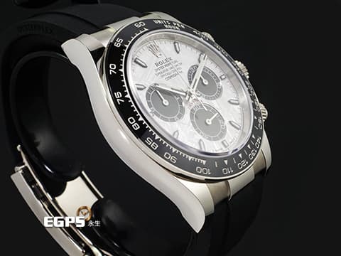ROLEX 勞力士 Cosmograph Daytona 宇宙計時型 迪通拿 126519LN&nbsp;Meteorite 隕石面盤&nbsp;計時碼表 18K白金材質&nbsp;陶瓷外圈&nbsp;2026年保卡 賽車錶 自動上鍊 40mm