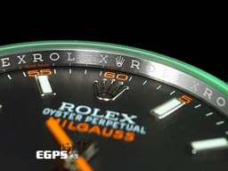 ROLEX 勞力士 Oyster Perpetual 蠔式 Milgauss 高抗磁 116400GV&nbsp;<font color="#00AA00">綠玻璃</font>&nbsp;不鏽鋼 大三針&nbsp;<font color="#FF8000">經典橘色閃電秒針</font> 116400 GV 自動上鍊 40mm