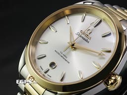 OMEGA 歐米茄 Seamaster 海馬 Aqua Terra 150 系列 22020382002002&nbsp;<font color="#f7df45">Moonshine金材質 半金款 搭配銀白色太陽紋面盤</font>&nbsp;<font color="#FF0000">2026年保卡 僅試戴極新品 台灣公司貨</font>&nbsp;自動上鍊 38mm