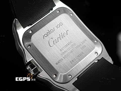 CARTIER 卡地亞 Santos 100 山度士 中型 白色面盤 精鑲鑽框 黑色羅馬數字 經典大三針 2024年保單 自動上鏈 36mm