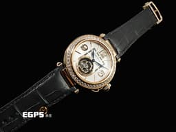 CARTIER 卡地亞 Pasha de Cartier HPI01575 18K玫瑰金材質 <font color="#05f0f0">陀飛輪 錶冠鑲嵌0.36克拉 錶圈鑲嵌47顆(共1.98克拉)&nbsp;&nbsp;</font><font color="#ff0000">2026年保卡 新式「QuickSwitch」錶帶快拆系統 附皮革錶帶 新錶訂價：約3,480,000元&nbsp;</font>自動上鍊 35.1mm