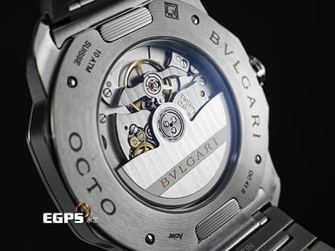 BVLGARI 寶格麗 Octo Roma 103738 不鏽鋼材質 巴黎釘紋白色錶盤 快拆功能錶帶 自由切換鏈帶、膠帶風格搭配&nbsp;2025年保卡&nbsp;自動上鍊 41mm
