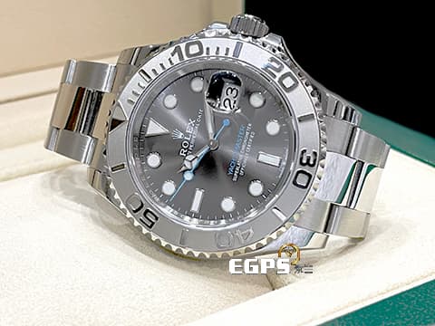 ROLEX 勞力士 Yacht-Master 遊艇名仕 126622 灰面藍針 不鏽鋼 鉑金錶圈 最新式，3235新機芯 2019年保單 台灣公司貨 附一條黑色藍線Rubber B橡膠帶 自由切換搭配風格 自動上鍊 40mm