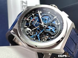 ZENITH 真力時 Defy El Primero 21 高振頻 1/100秒 計時碼錶 95.9002.9004/78.R582 <font color="#05f0f0">藍色鏤空面盤 鈦金屬材質</font>&nbsp;<font color="#FF0000">2025年保卡 台灣公司貨</font>&nbsp;自動上鍊 44mm