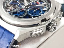 ZENITH 真力時 Defy El Primero 21 高振頻 1/100秒 計時碼錶 95.9002.9004/78.R582 <font color="#05f0f0">藍色鏤空面盤 鈦金屬材質</font>&nbsp;<font color="#FF0000">2025年保卡 台灣公司貨</font>&nbsp;自動上鍊 44mm