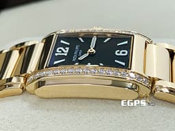 PATEK PHILIPPE 百達翡麗 PP錶 Twenty-4系列 4910/1201R-001 <font color=#D2691E>巧克力棕色日輝紋面盤</font> 玫瑰金材質 <font color=#FF0000>原廠鑲鑽 2023年台灣公司貨</font> 4910 石英女錶 25x30 mm