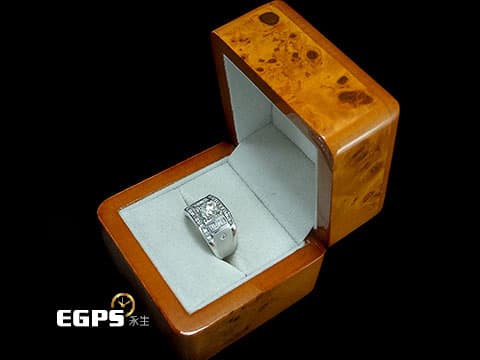 白K金 天然鑽石 主石重1.02CT 鑽石戒指 男戒 鑽戒