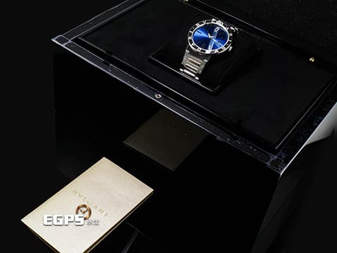 BVLGARI 寶格麗 BULGARI 103720 不鏽鋼材質 藍色太陽紋放射面盤&nbsp;2025年保卡 自動上鍊 40mm