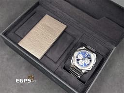 BVLGARI 寶格麗 Octo Finissimo Chronograph GMT 不鏽鋼 八角形 103467 GMT 兩地時間 計時碼錶 <font color="#0582f5">藍色太陽放射紋面盤</font> 超薄 <font color="#FF0000">鉑金環型自動盤 2026年保卡</font>&nbsp;自動上鍊 43mm