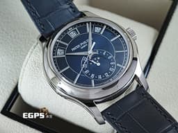 Patek philippe 百達翡麗 PP錶 Complications 複雜功能時計 Annual Calendar MoonPhases&nbsp;<font color="#4169e1">藍色漸變黑色日輝紋錶盤</font>&nbsp;5205G-013 年曆錶 月相盈虧 日夜顯示 18K白金材質 <font color="#FF0000">2025年保單</font>&nbsp;5205 G 自動上鍊 40mm
