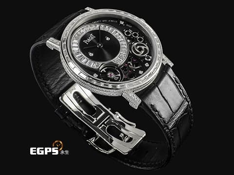 PIAGET 伯爵 Altiplano Skeleton 非凡珍品 G0A39120 超薄 微型自動盤 18K白金材質 原廠鑲嵌38顆長方形美鑽（約1.4克拉）及266顆圓形美鑽（約1.9克拉）錶殼 鑲飾33顆長方形美鑽（約1.3克拉）面盤 2026年保卡 新錶參考訂價：6,400,000元 手動上鍊 38mm