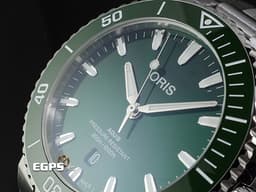 ORIS 豪利時 Aquis Date 時間之海 0173377894157&nbsp;<font color="#009100">綠色陶瓷錶圈 綠色面盤 綠水鬼</font> 不鏽鋼材質 <font color="#ff0000">2025年保卡</font><font color="#FF0000"></font> 潛水錶 自動上鍊 43.5mm