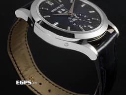 Patek Philippe 百達翡麗 PP錶 Complications Annual Calendar 複雜功能時計 5396G-017 <font color="#0582f5">年曆錶 月相盈虧 漸層藍色面盤 原廠鑲嵌鑽石時標</font>&nbsp;18K白金材質 <font color="#FF0000">2025年保單 已貼膜</font>&nbsp;自動上鍊 38.5mm
