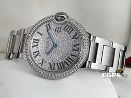 CARTIER 卡地亞 Ballon Bleu de Cartier 藍氣球 W69011Z4  <font color="#05f0f0">精鑲滿天星鑽石面盤、錶圈</font><font color="#FF0000">   </font>石英機芯 36mm