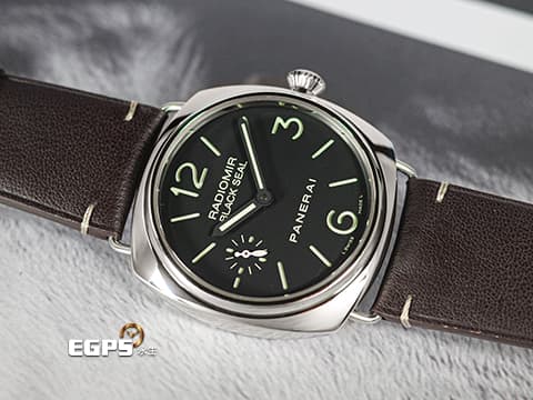 PANERAI 沛納海 Radiomir Black Seal PAM00183 黑豹&nbsp;經典三明治夜光黑色面盤&nbsp;PAM183 不鏽鋼 小秒針&nbsp;復古洋蔥頭錶冠 透明錶背&nbsp;台灣公司貨&nbsp;手上鍊 45mm