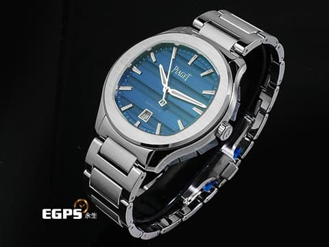 PIAGET 伯爵 Polo Signature Date 系列 G0A51032 枕型 藍色緣飾紋理面盤&nbsp;不鏽鋼材質 2026年保卡 自動上鍊 42mm