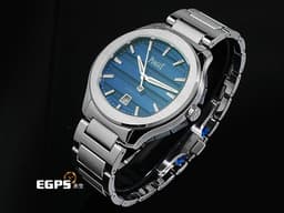 PIAGET 伯爵 Polo Signature Date 系列 G0A51032 枕型 <font color="#8fbeff">藍色緣飾紋理面盤</font><font color="#3773b3">&nbsp;</font>不鏽鋼材質 <font color="#ff0000">2026年保卡</font> 自動上鍊 42mm