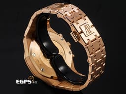 Audemars Piguet 愛彼 AP錶 Royal Oak&nbsp;<span style="font-size: 10pt;">Selfwinding 皇家橡樹 26715OR.ZZ.1356OR.01 18K玫瑰金材質 </span><font color="#f9e6b4" style="font-size: 10pt;">原廠鑲嵌40鑽石錶圈（約0.92克拉）鐫刻「Grande Tapisserie」大型格紋裝飾圖案銀色錶面</font><span style="font-size: 10pt;">&nbsp;</span><font color="#ff0000" style="font-size: 10pt;">2024年保卡</font><span style="font-size: 10pt;">&nbsp;自動上鍊 38mm</span>