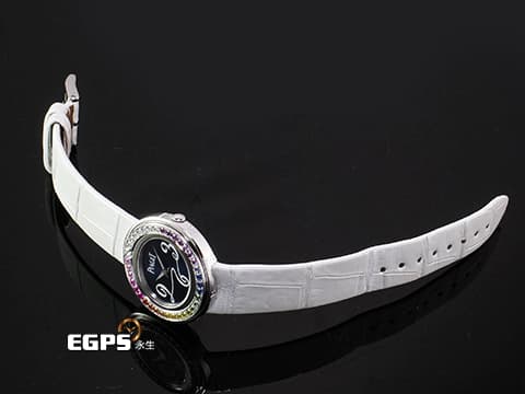 PIAGET 伯爵 Possession  P10402  G0A32168 18K白金材質 原鑲彩色寶石旋轉錶圈 藍色面盤&nbsp;石英機芯 29mm