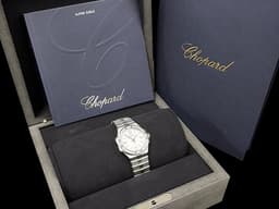 CHOPARD 蕭邦 ALPINE EAGLE 雪山傲翼 系列 298601-3002 不銹鋼材質 <font color="#FFFF00">白色貝母面盤</font> <font color="#ffffff">原廠鑲嵌鑽石錶圈</font> <font color="#FF0000"> 2025年保單  </font> 自動上鍊 36mm